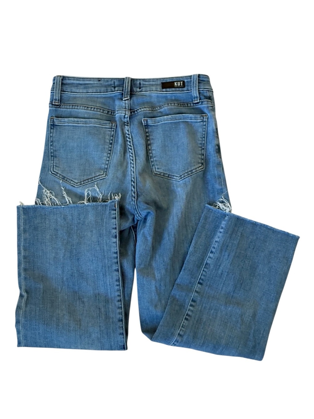 Kut from the Kloth Womens Blue Jeans Raw Hem Wide Leg Size 2 Button Fly - Picture 4 of 7